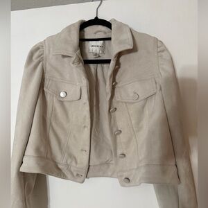 Pale Cream Suede Cropped Jacket